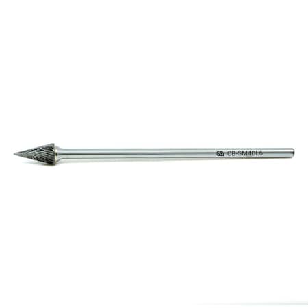 Continental Abrasives SM-4 Double Cut Conical Pointed Nose Tungsten Carbide Burr 6" Shank CB-SM4DL6
